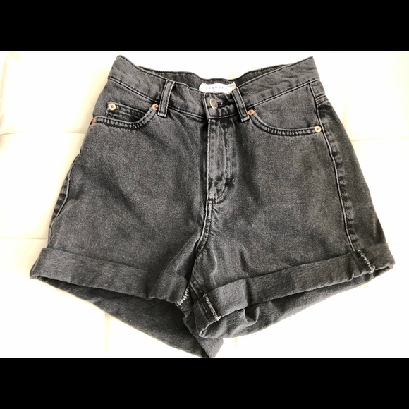Top shop washed black mom shorts Size 25 - Picture 1 of 2